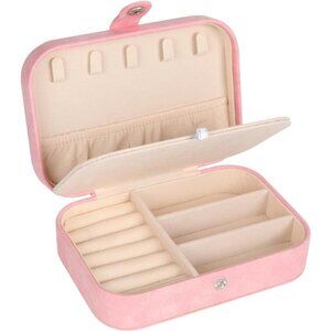 Women Jewelry Box Portable Mini Travel Case Display Storage Holder Boxes PINK